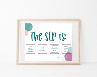Set of 6 SLP Door Signs/ Testing Door Sign / IEP Meeting Door Sign / Speech Room Decor / Testing in Progress / Speech Therapy Door Signs