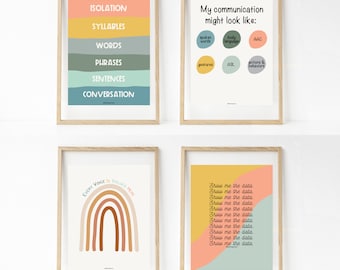 Speech Therapy Wall Art Bundle of 4 Prints / SLP Poster / Speech Therapy / SLP / SLP Wall Art / Digital Download / Speech Prints