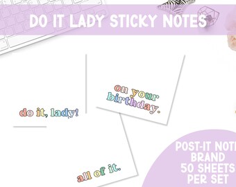 Do It Lady Sticky Notes | Planner Sticky Notes | Planner Stationery | Planner | Bookish Merch | Planners | Funny Gifts