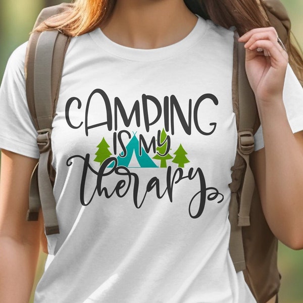 camping_is_my_therapy - Light Shirts, Loose Fit T-Shirt, Camping Shirt, Gift for Campers, Adventure Shirt, Outdoor Shirt