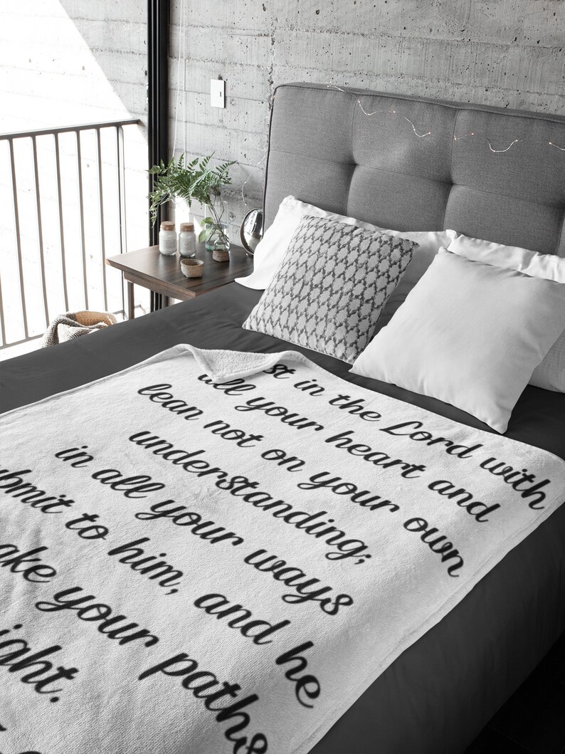 Trust in the Lord With All Your Heart Fleece Blanket, Christian Blanket
