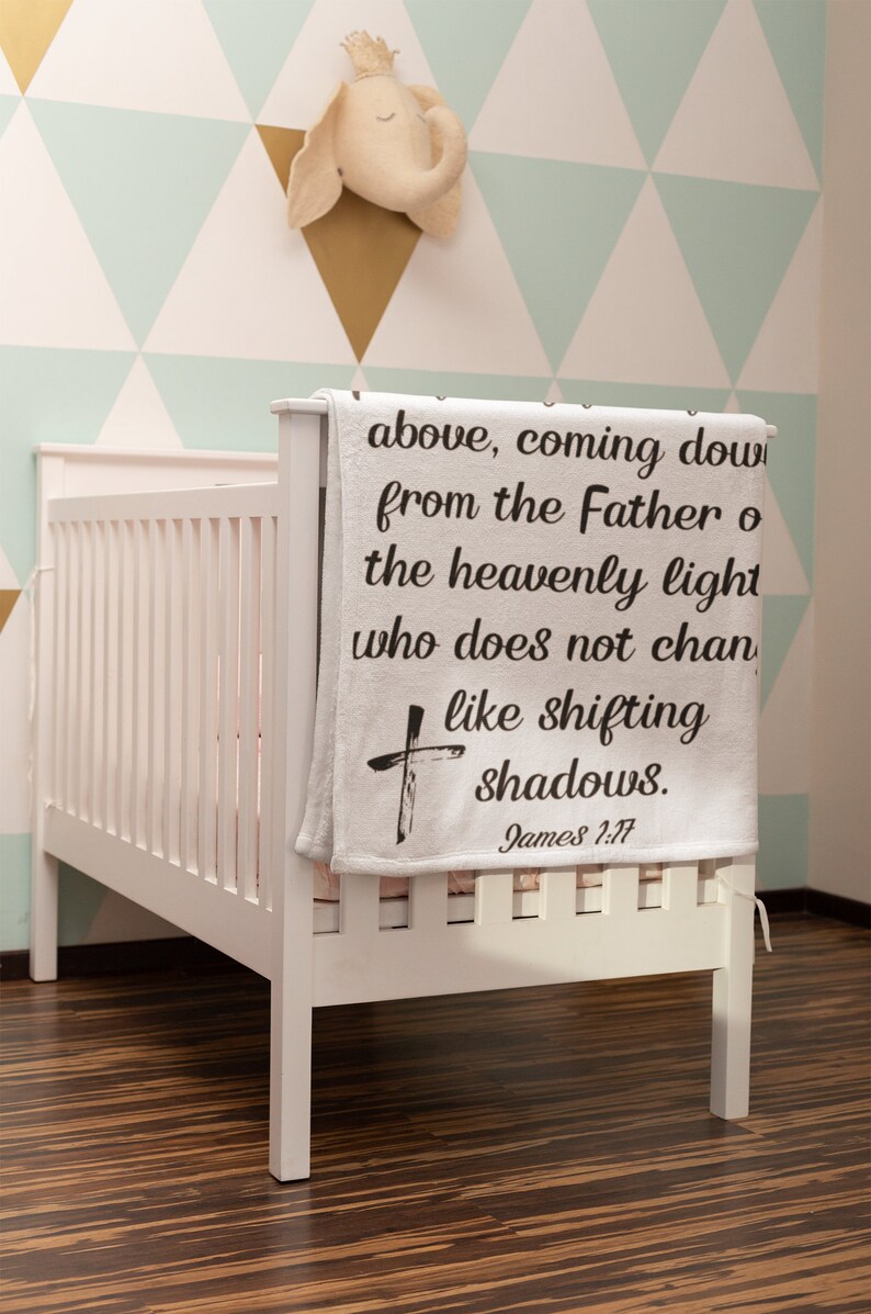 Bible Verse Fleece Baby Blanket, Christian Baby Blanket, Baptism Gift