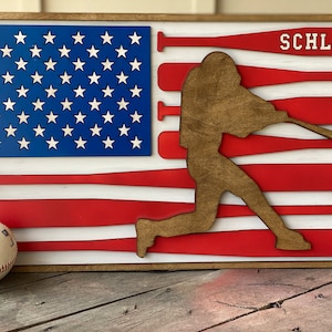 Custom Baseball Gifts for Boys and Girls | Personalized 3D Baseball Plaques | Softball Name Signs for Ball Players | Personalized USA Flag