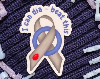 Diabetes Awareness Ribbon Sticker, Waterproof Matte Vinyl, T1D, Type One Diabetes
