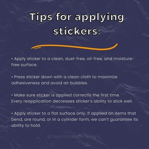 Tips for applying stickers. Tips included in product description.