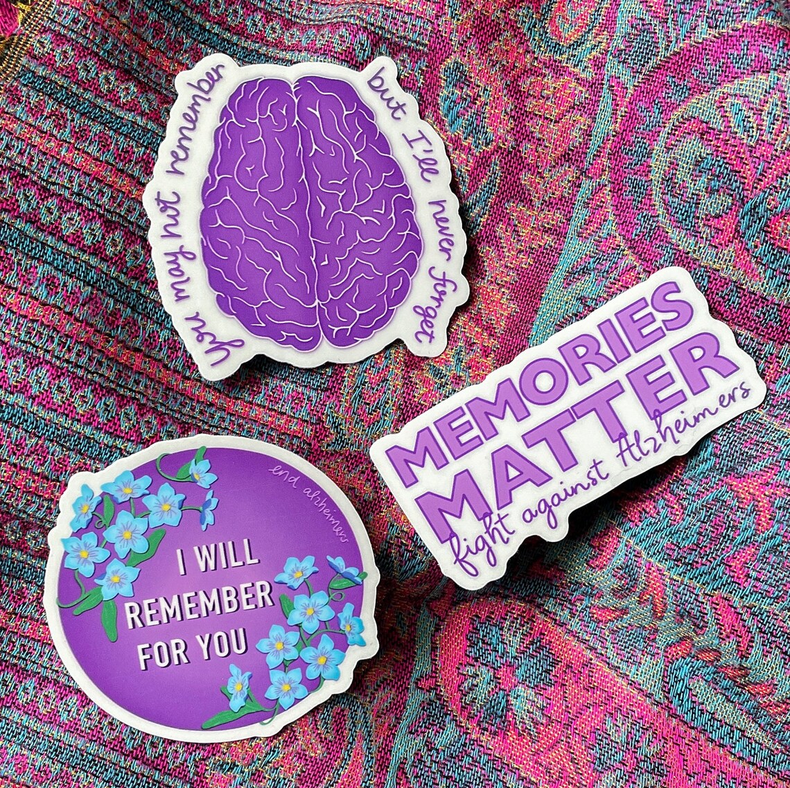 End Alzheimers Sticker Bundle, Waterproof Matte Vinyl, Dementia ...