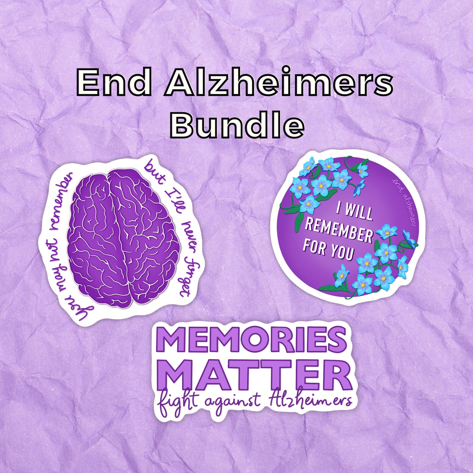 End Alzheimers Sticker Bundle, Waterproof Matte Vinyl, Dementia ...