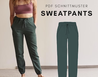 Jogging Pants / High Waist Trackpants / Yoga Pants / Shorts / Lounge Wear / Knitted Pants PDF Sewing Pattern and Instructions in German