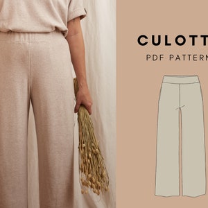 Culotte / Wide Leg Pants / Yoga Bottoms / Loungewear PDF sewing pattern and instructions