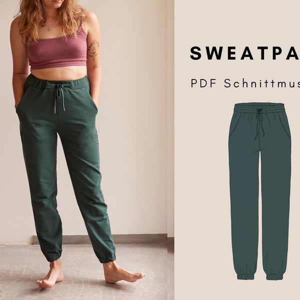 Jogginghose / High Waist Trackpants / Yoga Hose / Shorts / Lounge Wear / Strick Hose PDF Schnittmuster und Nähanleitung auf DEUTSCH