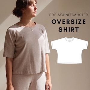 Oversize Casual T-Shirt Dress Cropshirt Digital Pdf Sewing Pattern from Size 34-44 / XS-XXL / German