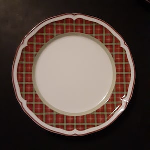 Villeroy & Boch Plate Dish Joy Noel Country Collection With Green Red Plaid Design Vintage