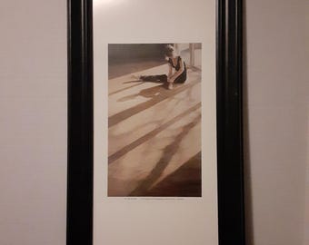 Ballerina Woman Stretching in Dance Studio Framed Wall Art Vintage
