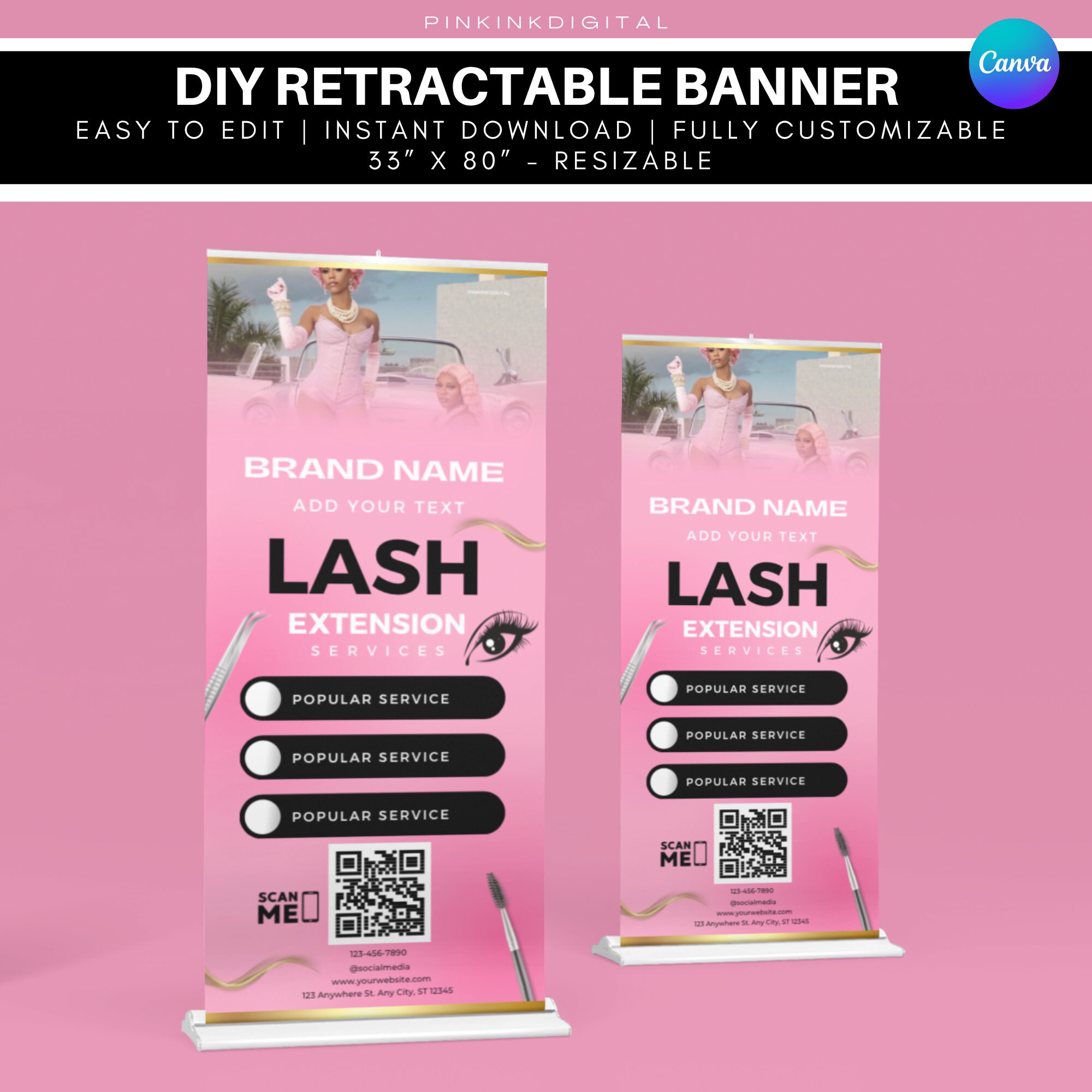 DIY Retractable Banner Canva Retractable Banner Event Etsy