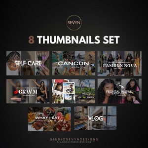 8 YouTube Thumbnail Templates | YouTube Thumbnail | DIY Branding Kit I Youtube Templates (pack 1)