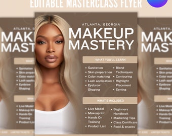 Makeup Master Class | Master Class Flyer | DIY Makeup Flyer |  Canva Flyer | DIY Template | Instagram Flyer | Customizable Flyer | E-Flyer
