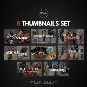 8 YouTube Thumbnail Templates | YouTube Thumbnail | DIY Branding Kit (pack 2)