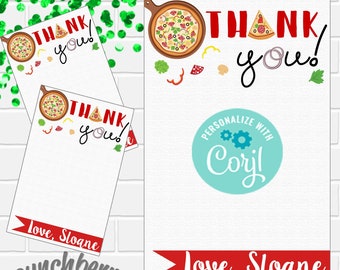 Pizza Thank You Card | Etsy