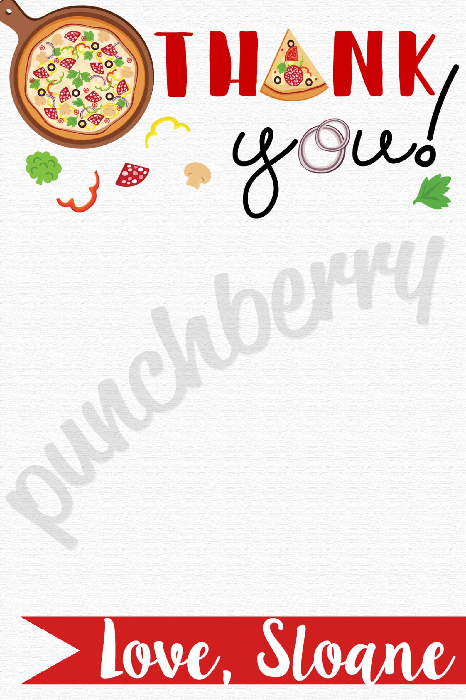 Pizza Thank You Card Pizza Party Thank You Editable Pizza - Etsy UK