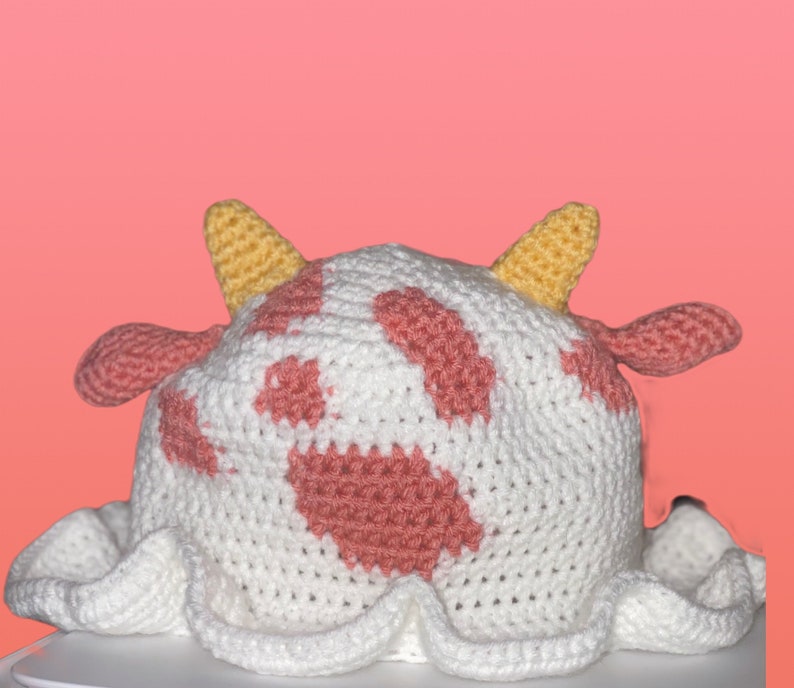 Strawberry Cow Print Crochet Bucket Hat image 2
