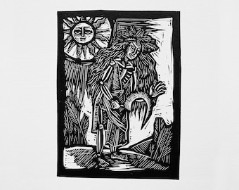Lady Midday - Linocut - Print - Print - Graphics - Folklore - Folk Art - Poland - Slavic - Rusalka - Demon