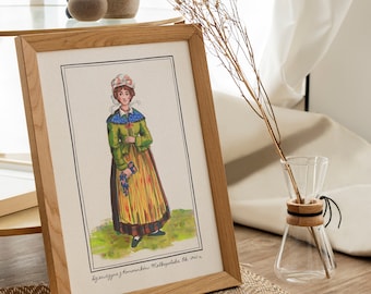 Slavic Polish Costume - Illustration - Print - Folkart - A4 - Folk art - Poster