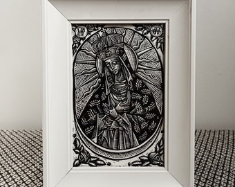 Our Lady of Ostra Brama - Print - Linocut - Our Lady - Graphic - Folklore - Polish - Folkart