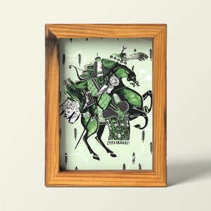 Tatar Rider -  Print - Illustration - Folkart - A5 - Folklore - Legends - Poster - Marzanna