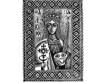 Saint Lucia - Print - Graphic - Linocut - Saints - Christian - Religion