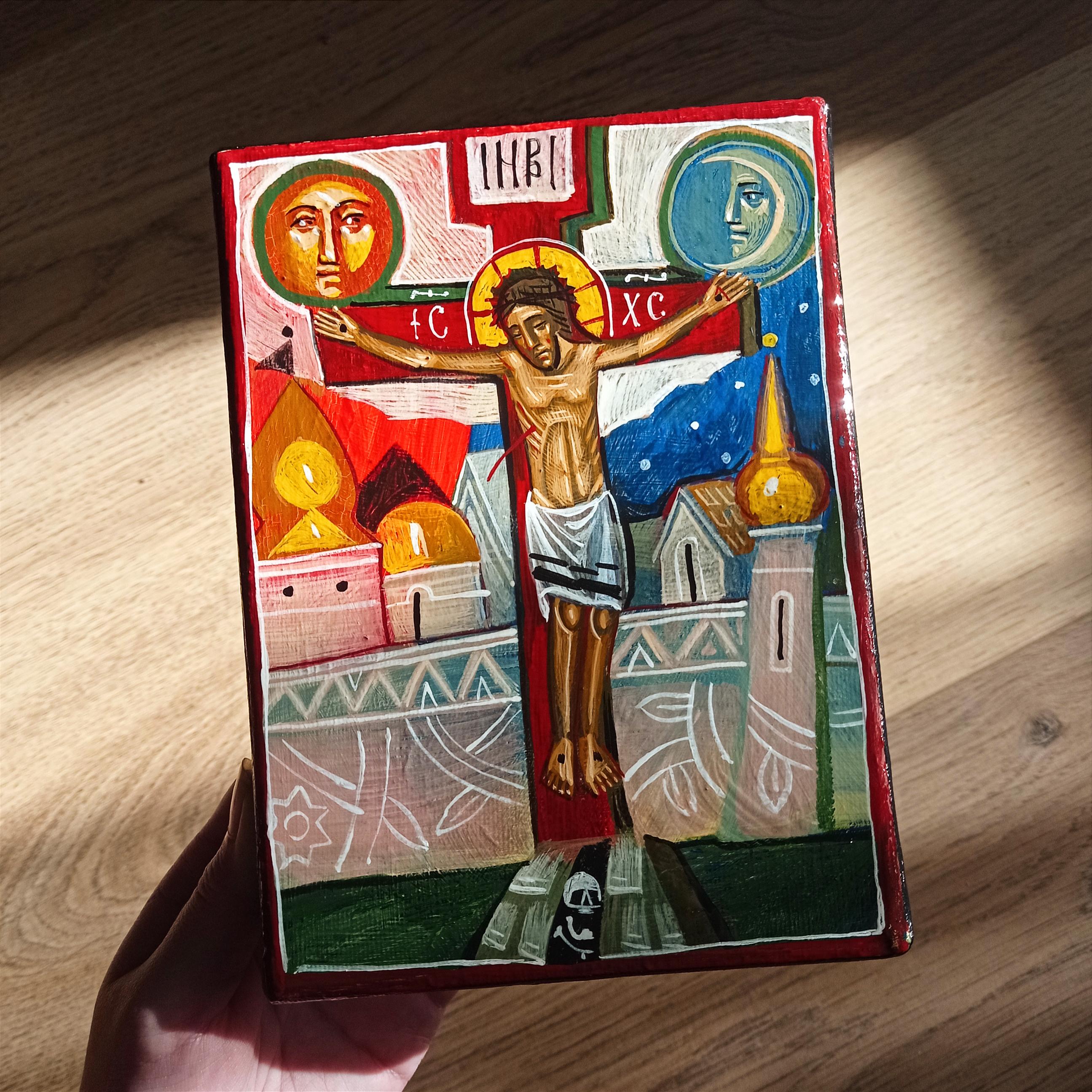 Crucifixion - Icon - Painting - Christ - Portrait - Image - Folklore - Folk Art - Jesus - Orthodox