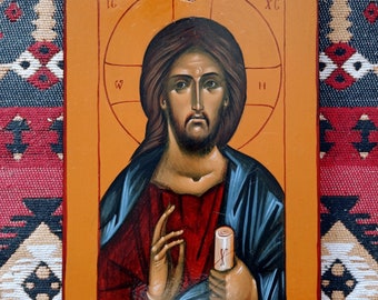 Christ Pantocrator - Picture - Icon - Painting - Copy - Santa - Portrait - Image - Folklore