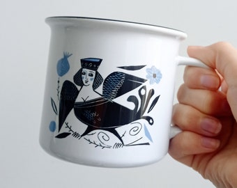 Sirin and Alkonost - Ceramics - Mug - Hand-decorated ceramics - Tableware - Folklore - Folk art - Handicraft - Painting - Zodiac