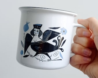 Sirin and Alkonost - Ceramics - Mug - Hand-decorated ceramics - Tableware - Folklore - Folk art - Handicraft - Painting - Zodiac