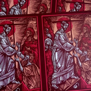 Cartão de Natal - Páscoa - Descida ao Inferno - Ilustração - A5 - Arte popular - Folclore - Cartaz - Cartaz - Gravura - Cristo