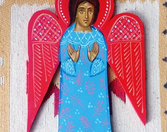 Angel - Icon - Portrait - Image - Poland - Picture - Painting - Religion - Hand-painted - Handicraft - Large - Figurine