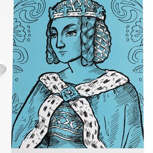 Jadwiga of Poland Illustration Poster Folkart Print Folklore Poland Queen of Poland Polish Ceremony History of Fashion image 2