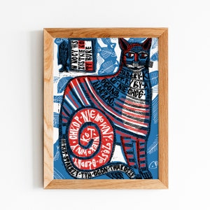 Cat - Poster - Slavic folklore - Folk art - Illustration - Design - Folk proverbs - Slavs - Polish folklore