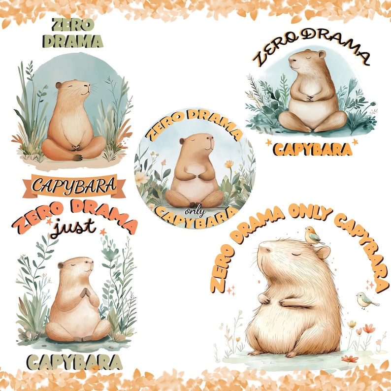 10 Watercolor Capybaras Clipart, Zero Drama Just Capybara Clipart ...