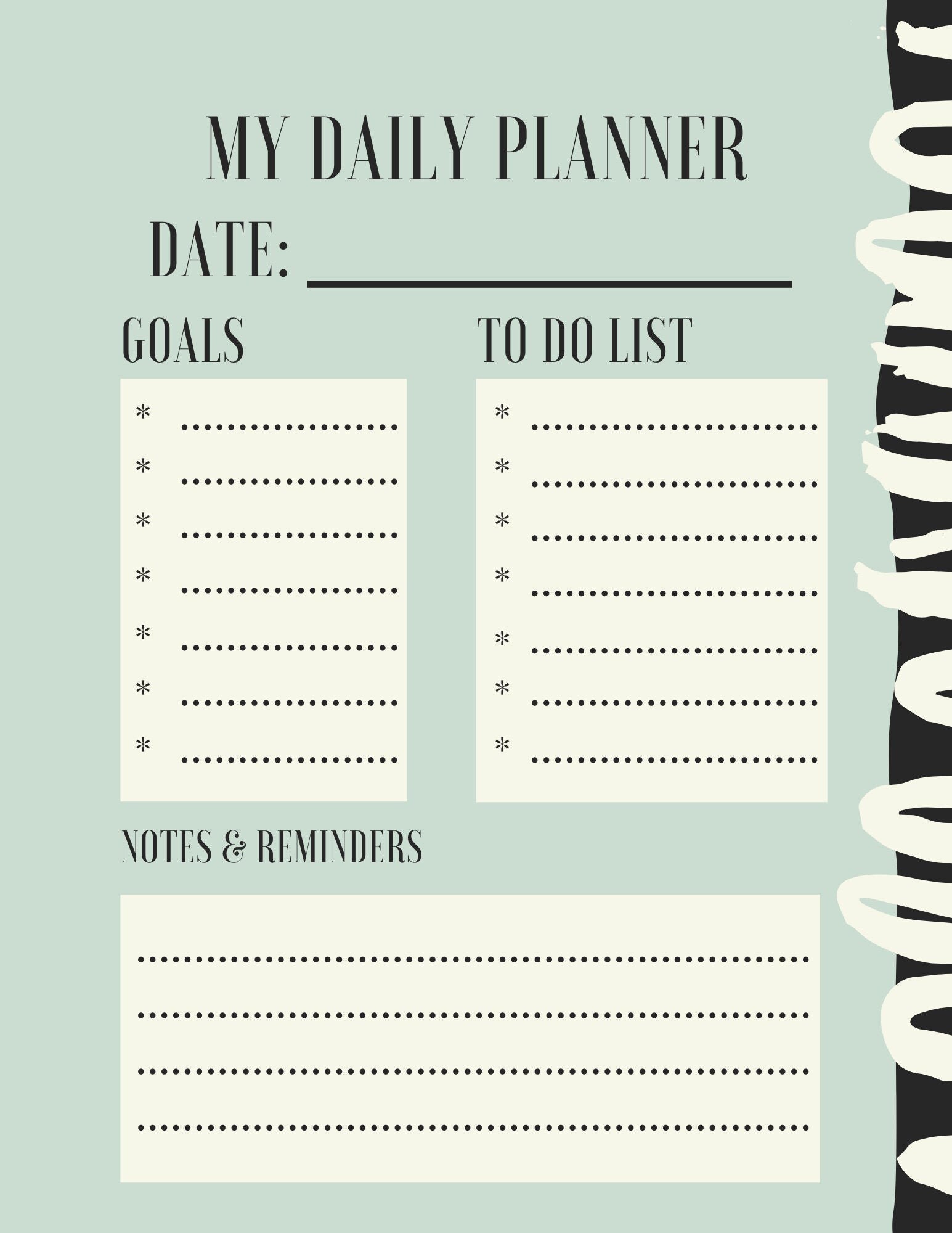 Digital Download Mint Green Daily Planner Etsy