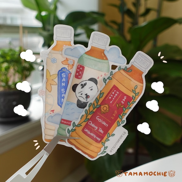 SanSan Bottled Teas Stickers | Ito En Green Tea | Cute Die-Cut Stickers | Phone Case Stickers | Laptop Decal | Aesthetic Stickers | Glossy