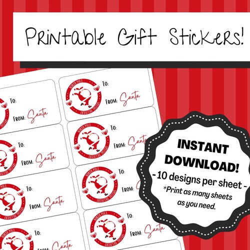 Christmas Gift Stickers Template Printable From Santa Tags - Etsy
