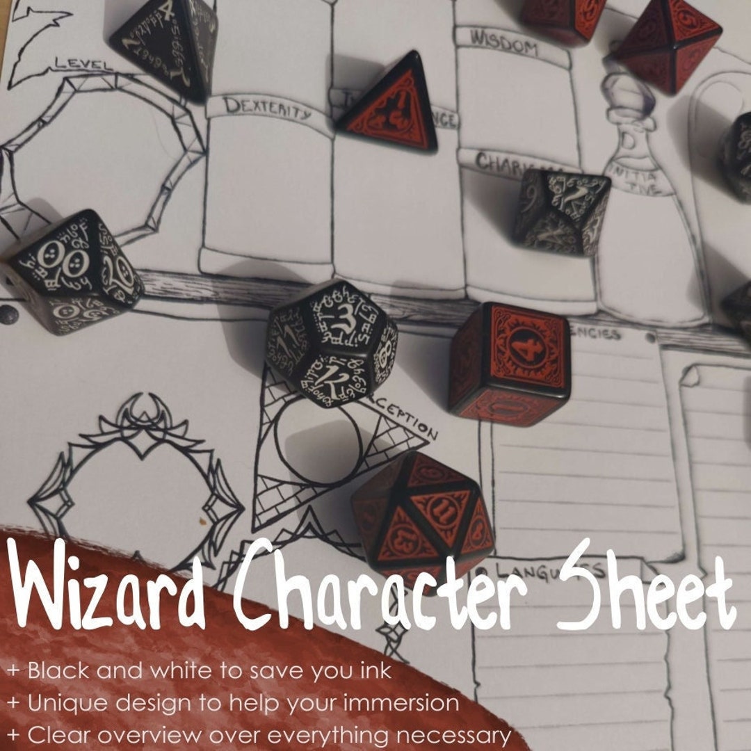 5e Wizard Character Sheet for Dnd Games - Etsy