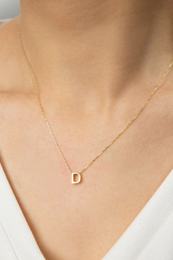 925 Silver 14k Gold Small Initial D 