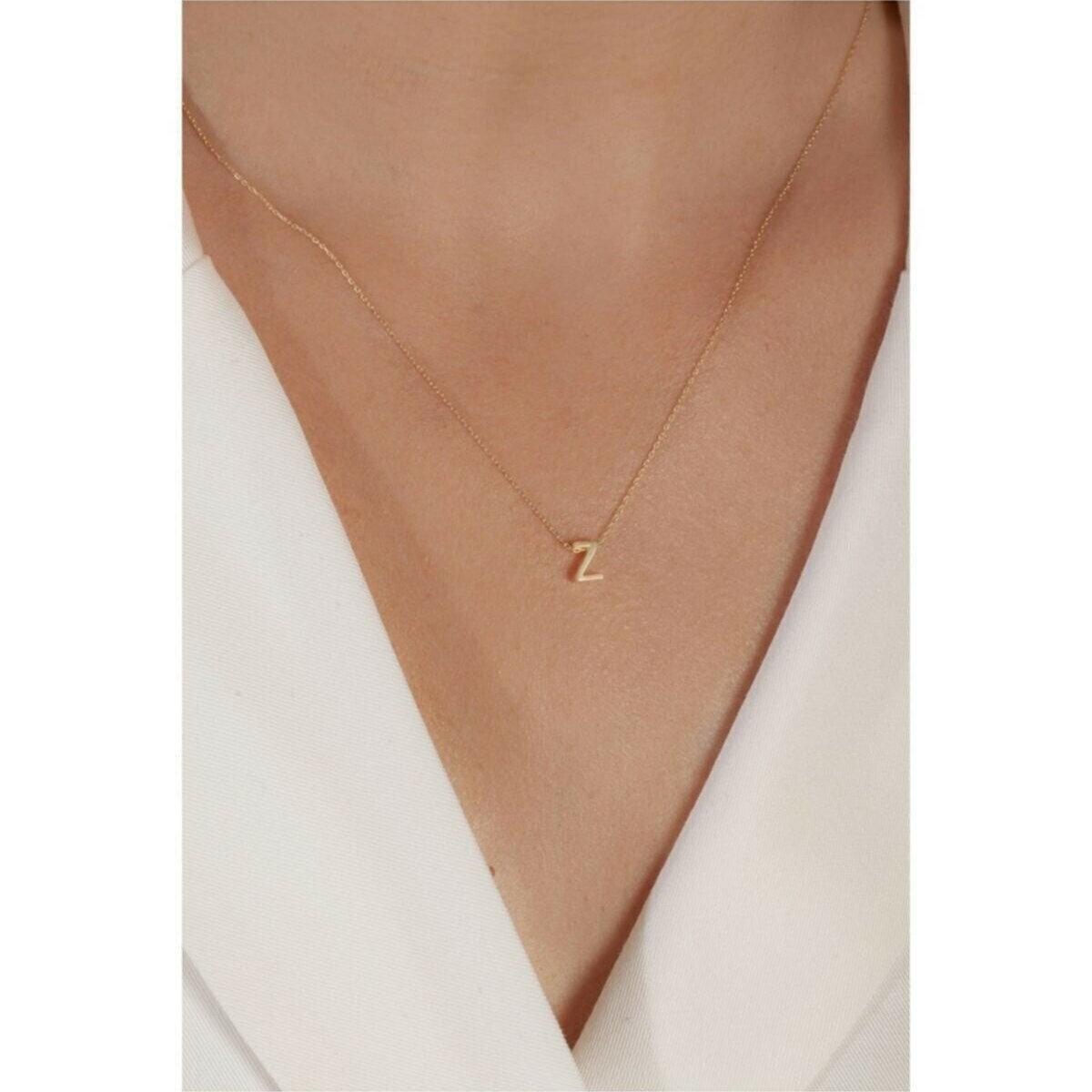 925 Silver 14k Gold Small Initial Z 