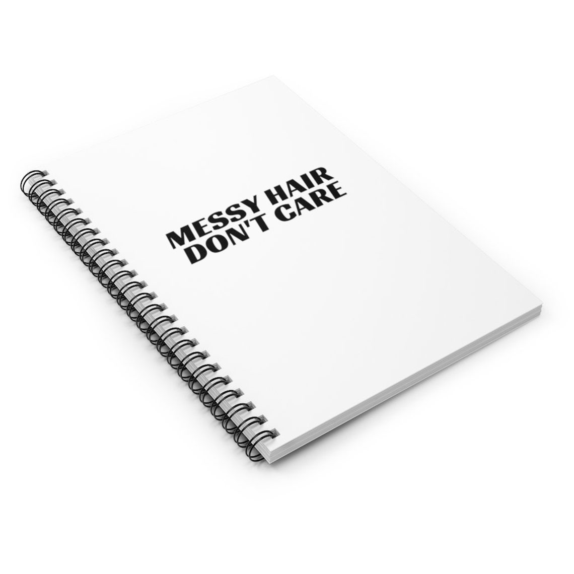 Rommelig haar maakt cursief lettertype notebook niet uit