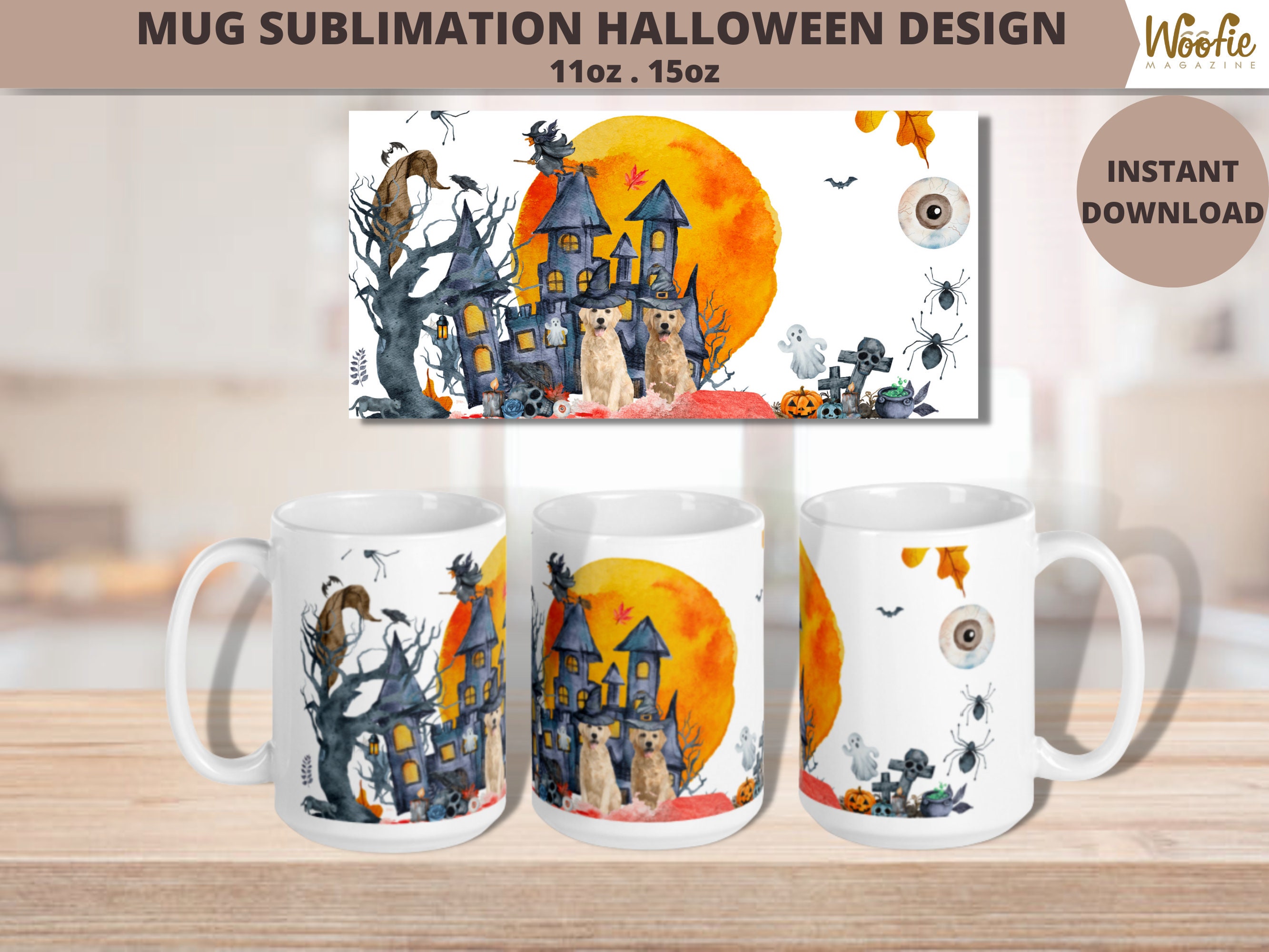 Halloween Mug Halloween Mug Sublimation Design Dog Mug Etsy