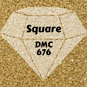 DMC 676 SQUARE 5D Diamond Painting Drills Beads DMC 676 Light Old Gold  Yellow