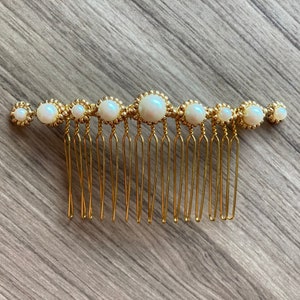 Art Deco pearl and gold (or silver) beaded hair comb - elegant handmade bridal and bridesmaid hair combs