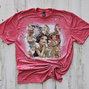 Snow White Polaroid tshirt, bleached disney princess shirt, kids princesses shirt, girls disney Apple bleach washed, bleached princess tee