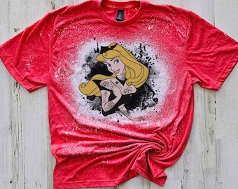 Maglietta principessa Disney Tattoo, punk Ariel Jasmine gotica, maglietta principessa sbiancata, magliette uniche per bambini, principesse oscure Disney